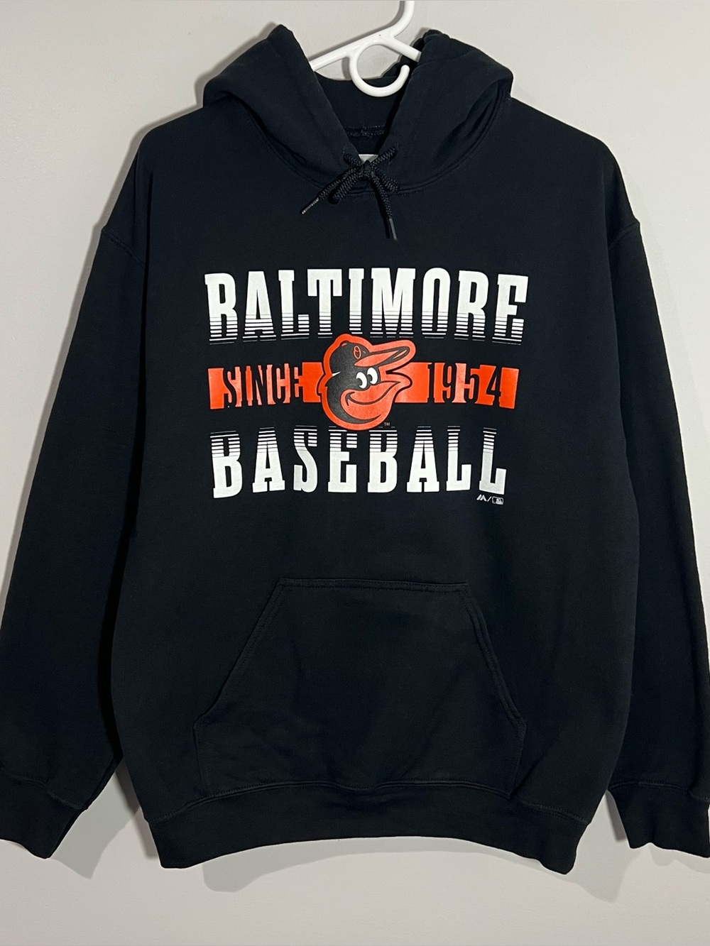 Majestic MLB Baltimore Orioles Baseball Black Sweatshirt Hoodie Mens Medium